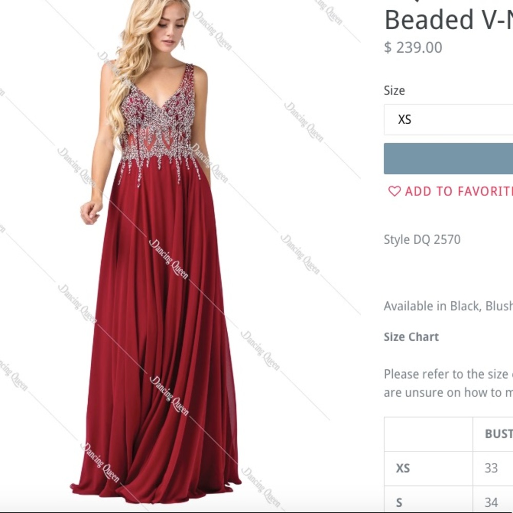 NWT Burgundy Beaded Prom Dress - Size XS